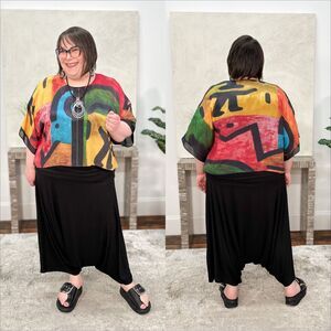 Cocoon House Silk Kimono Top One Size Festival Asian Artsu Art To Wear Lagenlook